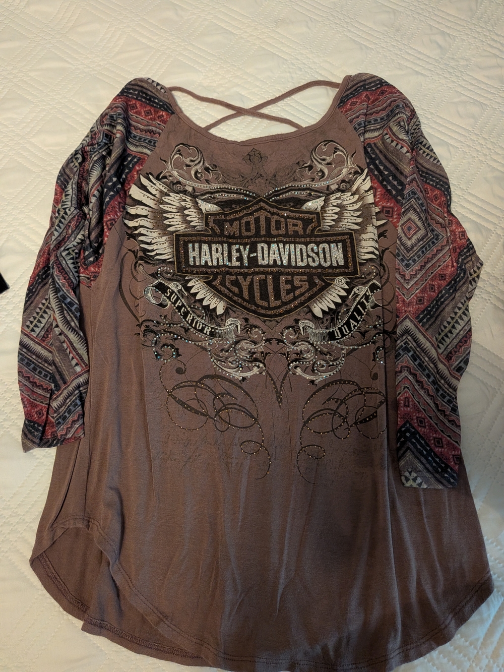 Harley-Davidson Women's Brown Graphic Raglan Top